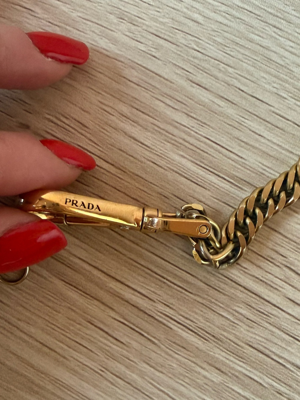 Repurposed Authentic Prada Clasp- Necklace gold chain - Picture 3 of 4